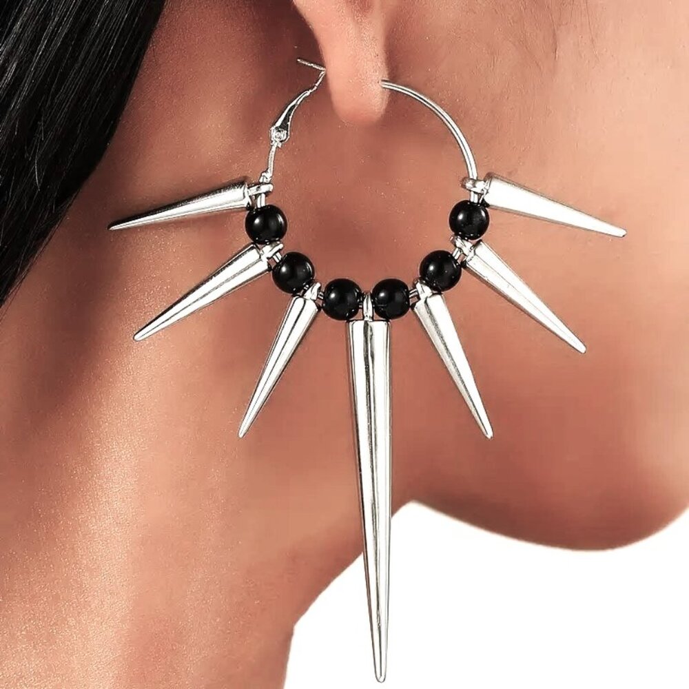 Spike Earrings Goth Emo Scene Retro Unisex Unique Rave Stylish Edgy Tribal Bold - Picture 5 of 6